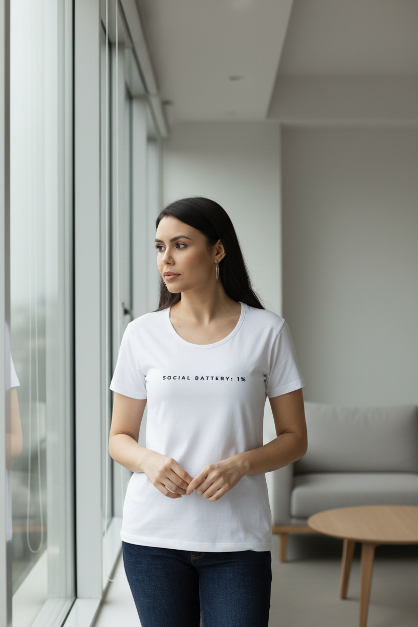 Social Battery 1% – Women Classic Curved T-Shirt