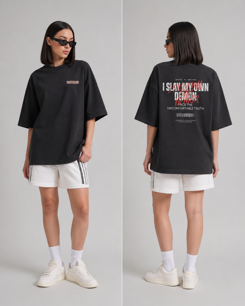 SLAY YOUR DEMONS - Premium Oversized Round Neck T-Shirt Women