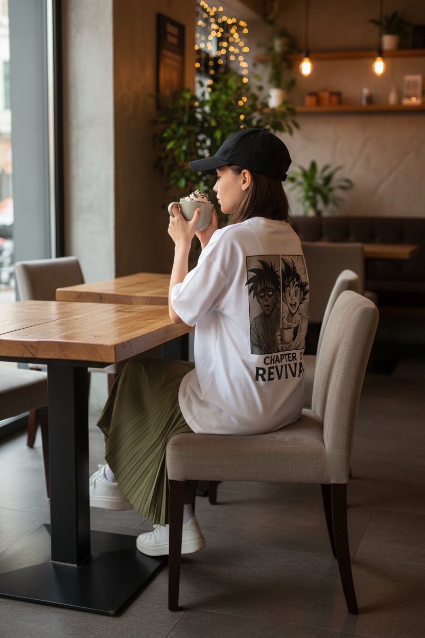 Oversized Manga T-Shirt – Chapter 1: Revival Before Coffee After Coffee Anime Tee