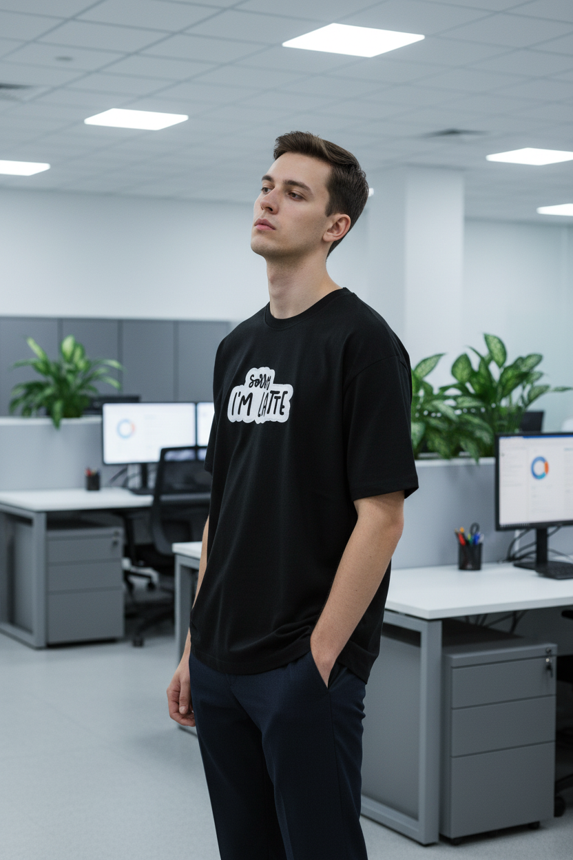Sorry I'm Latte - Unisex Premium Oversized Round Neck T-Shirt